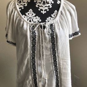 White see through short sleeved shirt